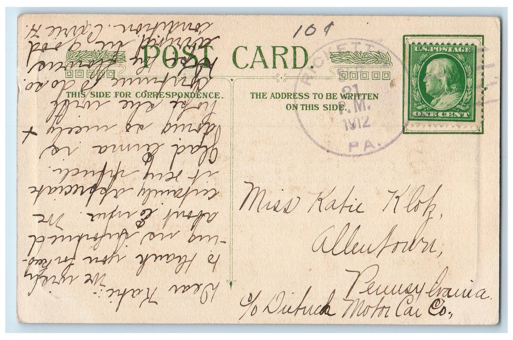 1912 Lake Pond Humor Funny Message Ricketts Pennsylvania PA Postcard
