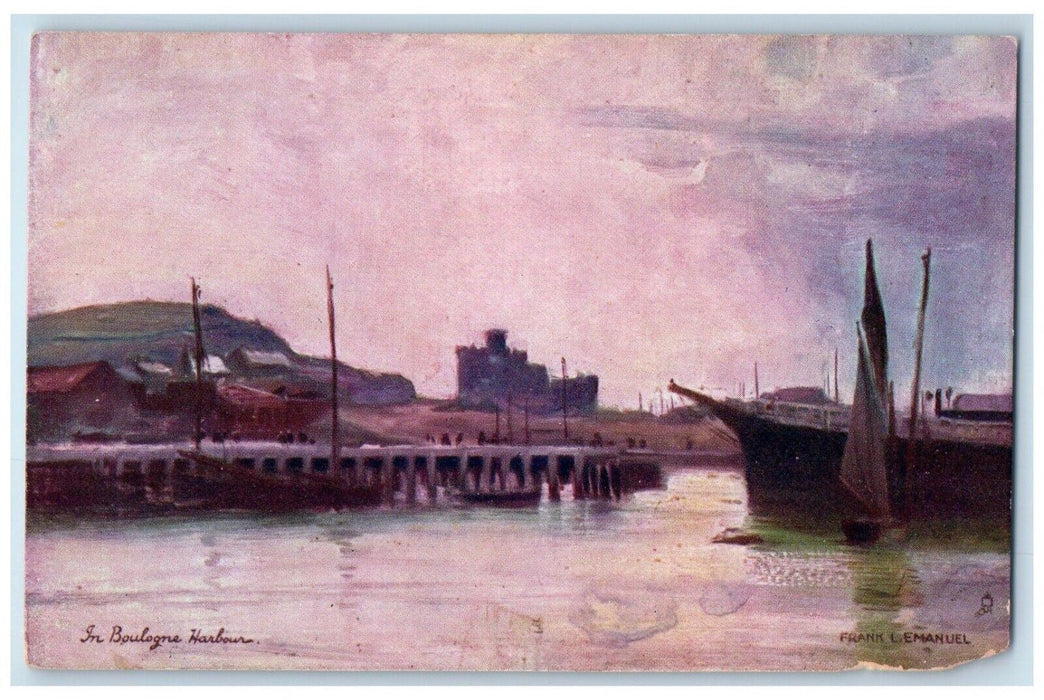 c1910 Ship Scene In Boulogne Harbour Quaint Corners Oilette Tuck Art Postcard