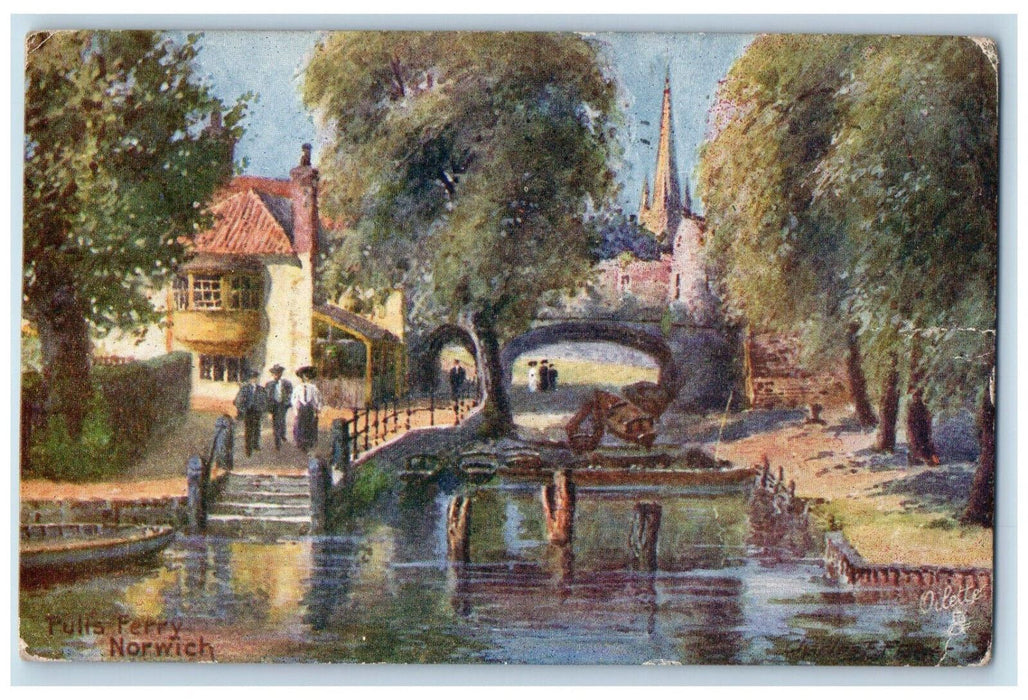 1923 Pulls Norwich Ferry Picturesque Norfolk Oilette Tuck Art Postcard