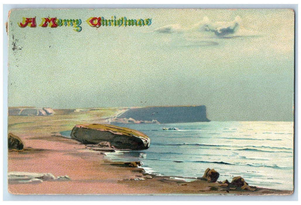 1909 A Merry Christmas Postcards O'er Hill and Dale Tuck Art WI Postcard