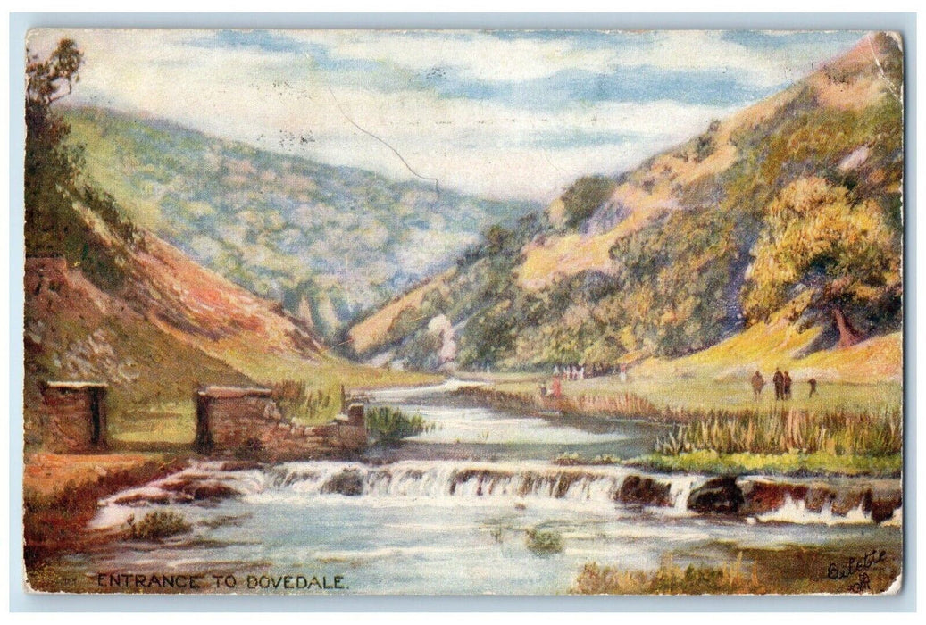 c1910 Entrance to Dovedale Derbyshire England Oilette Tuck Art Postcard