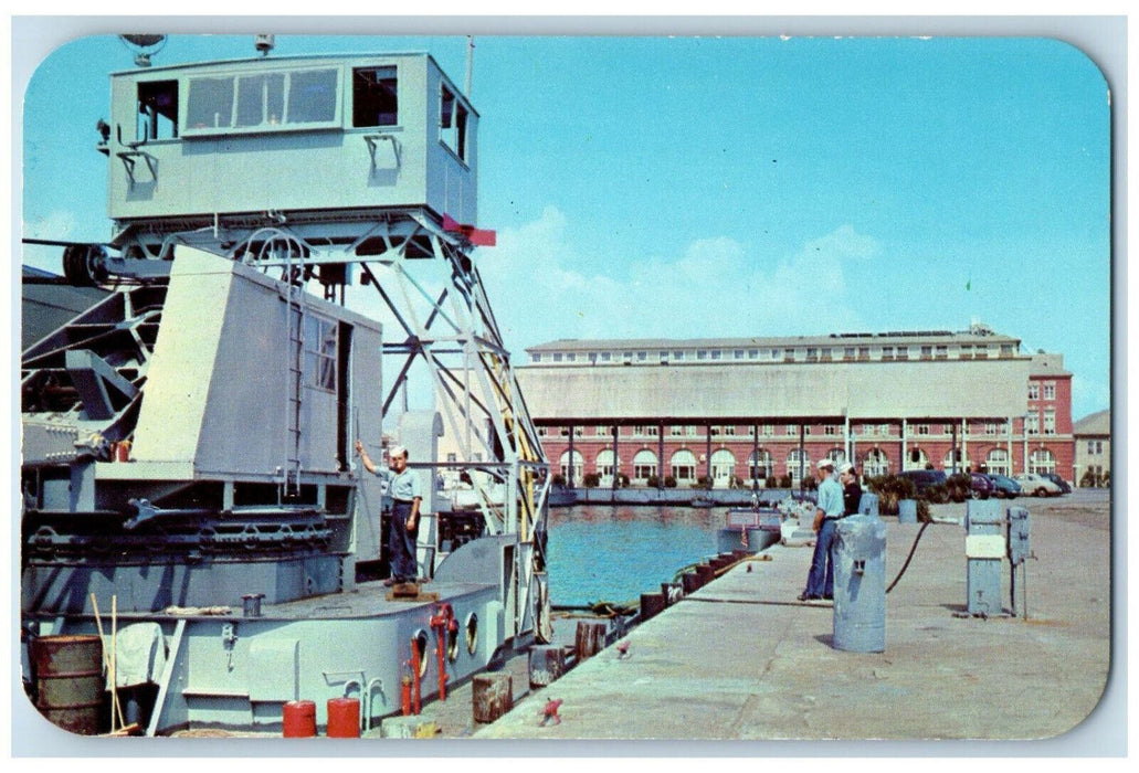 c1950's Crash Boat Basin US Naval Air Station Pensacola Florida FL Postcard