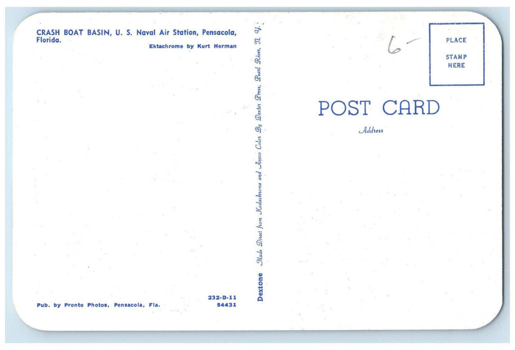 c1950's Crash Boat Basin US Naval Air Station Pensacola Florida FL Postcard