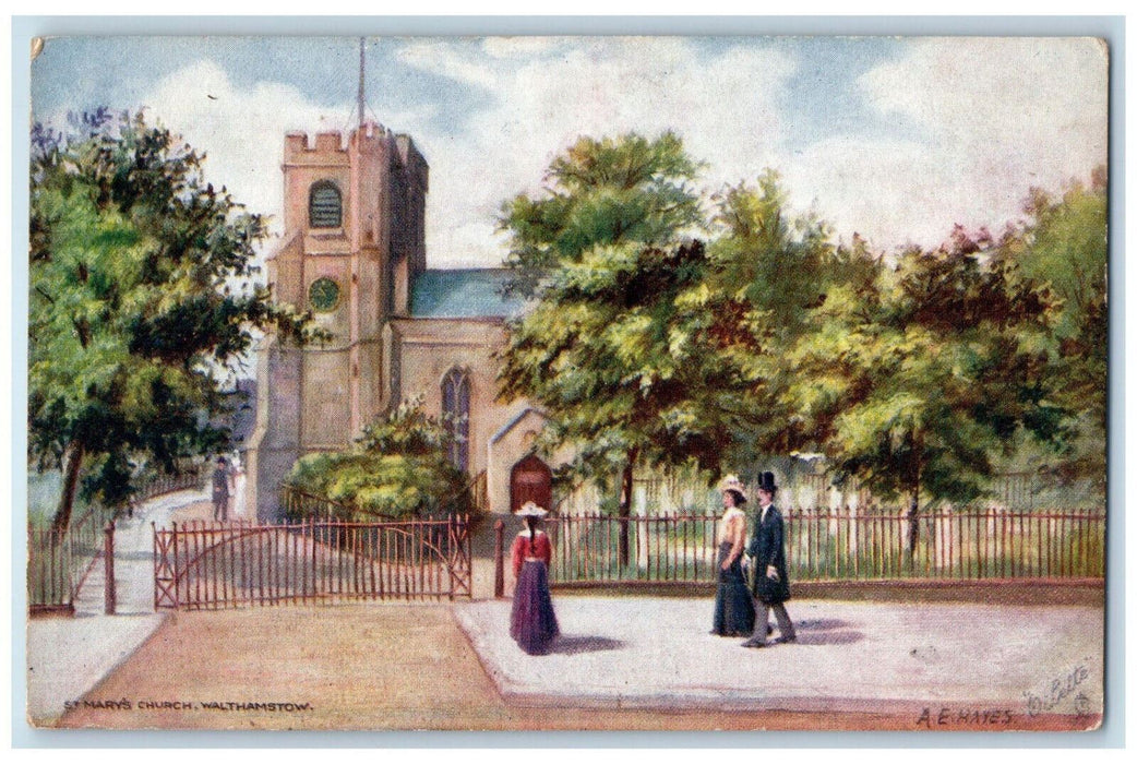 c1910 St. Mary's Church Walthamstow Unposted Oilette Tuck Art Postcard
