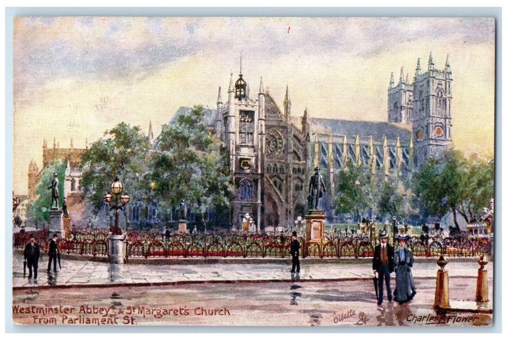 c1910 Westminister Abbey St. Margaret's Church London Oilette Tuck Art Postcard