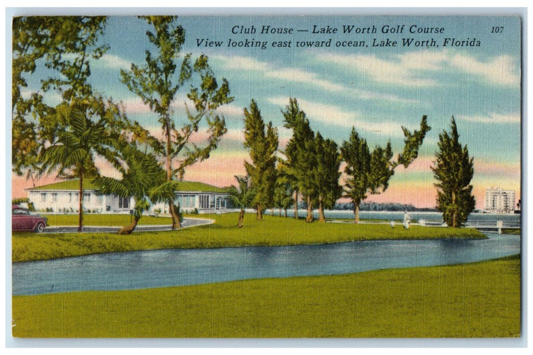 1952 Club House Lake Worth Golf Course Lake Worth Florida FL Postcard