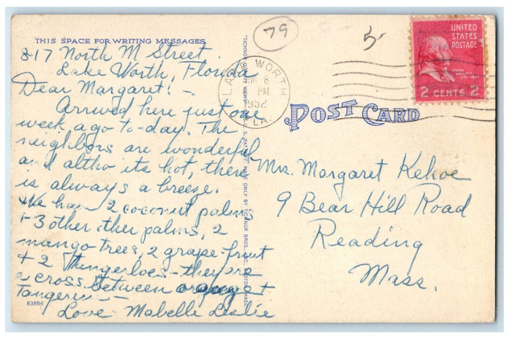 1952 Club House Lake Worth Golf Course Lake Worth Florida FL Postcard