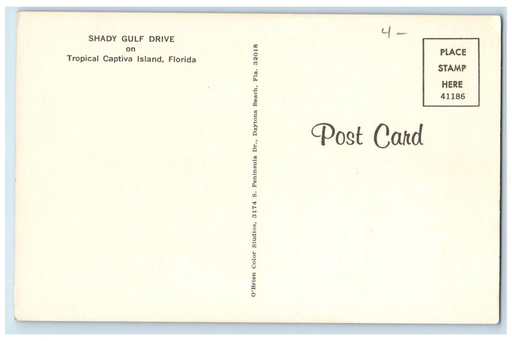 c1950's Shady Gulf Drive on Tropical Captiva Island Florida FL Postcard