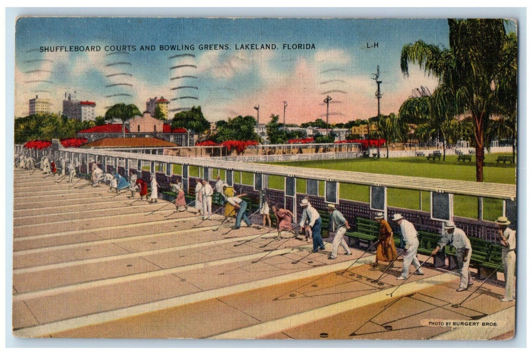 1937 Shuffleboard Court and Bowling Greens Lakeland Florida FL Postcard