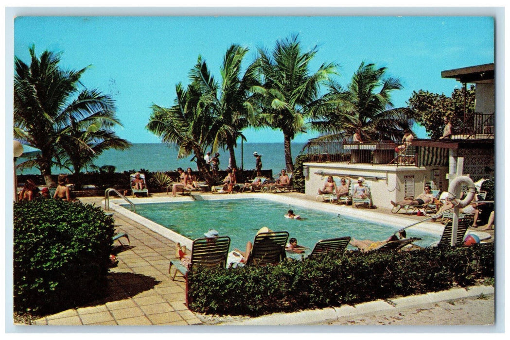 c1950's Pool Scene Silver Beach Resort Sarasota Florida FL Unposted Postcard