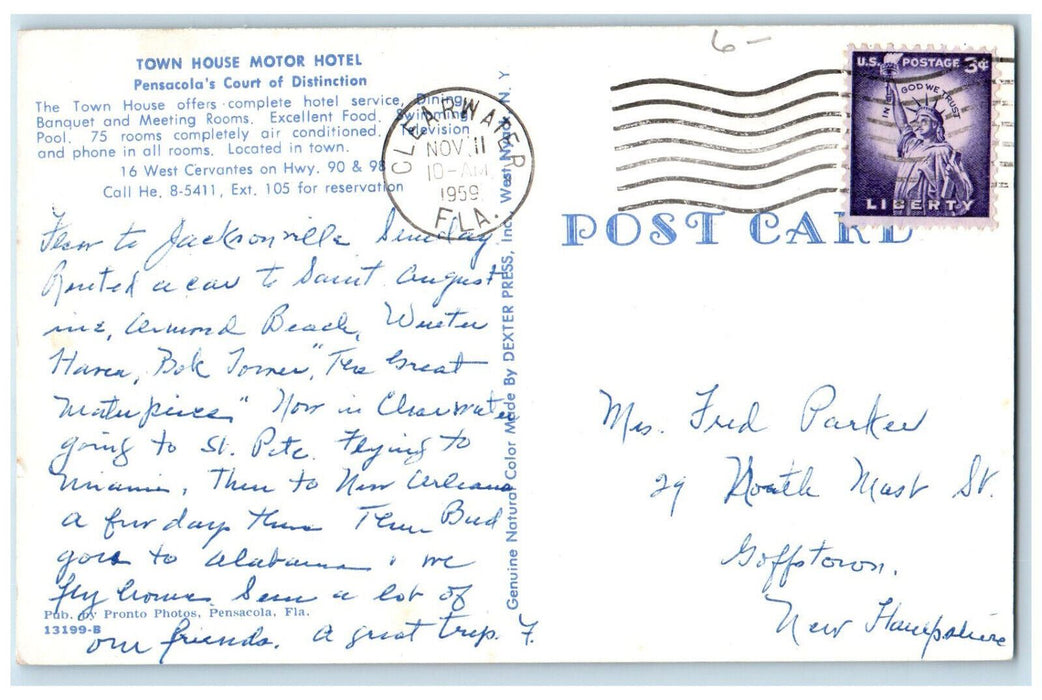 1959 Multiview of Town House Motor Hotel, Pensacola Florida FL Postcard