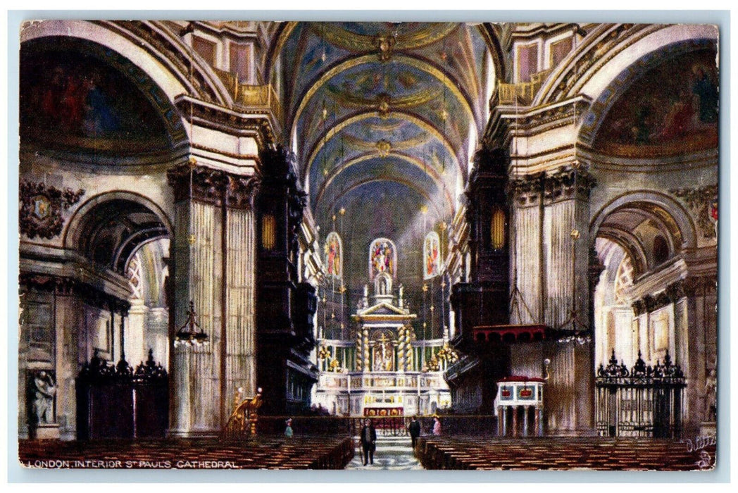 c1910 Interior St. Paul's Cathedral London England Oilette Tuck Art Postcard