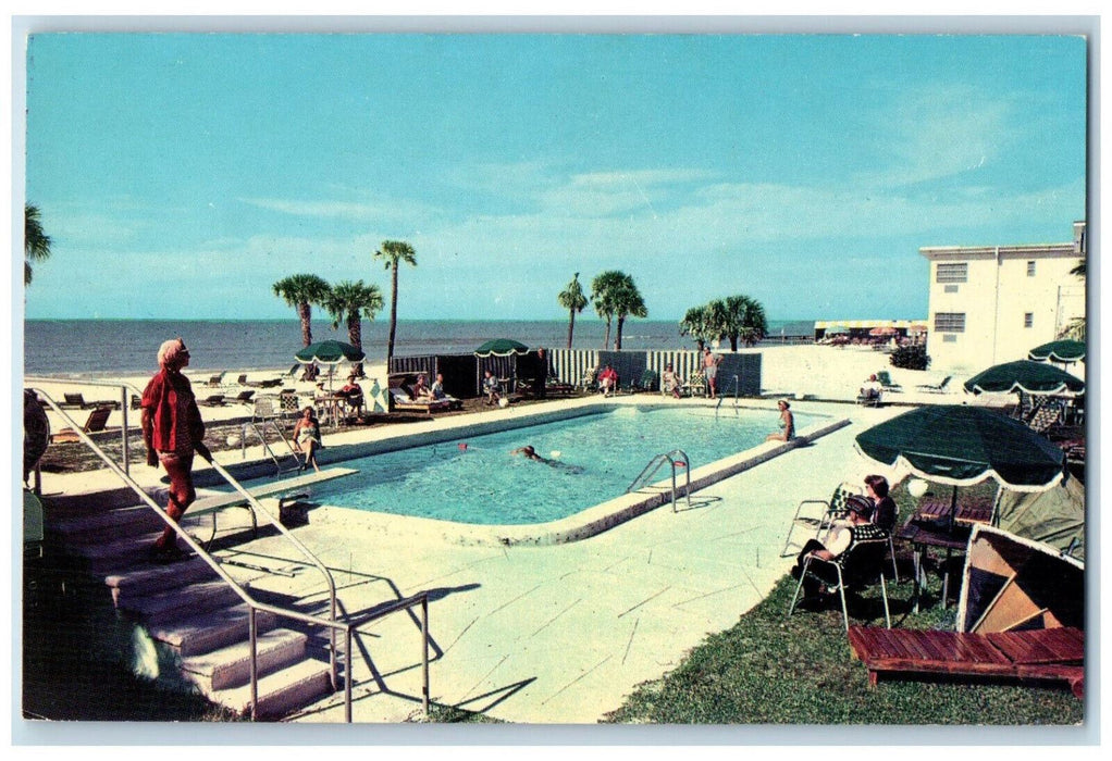c1960's Pool Scene, Sun Bathing Surf and Sand Hotel Sarasota Florida FL Postcard