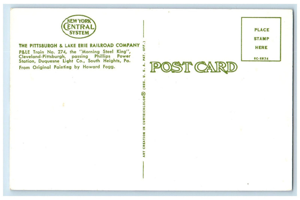 P&L.E. Train No. 274 Morning Steel King Pittsburgh & Lake Erie Railroad Postcard