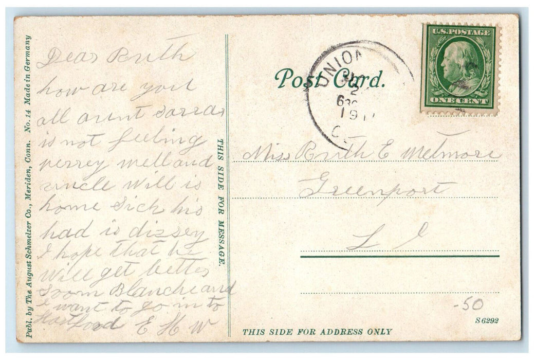1911 Main Street from Catholic Church Unionville Connecticut CT Posted Postcard