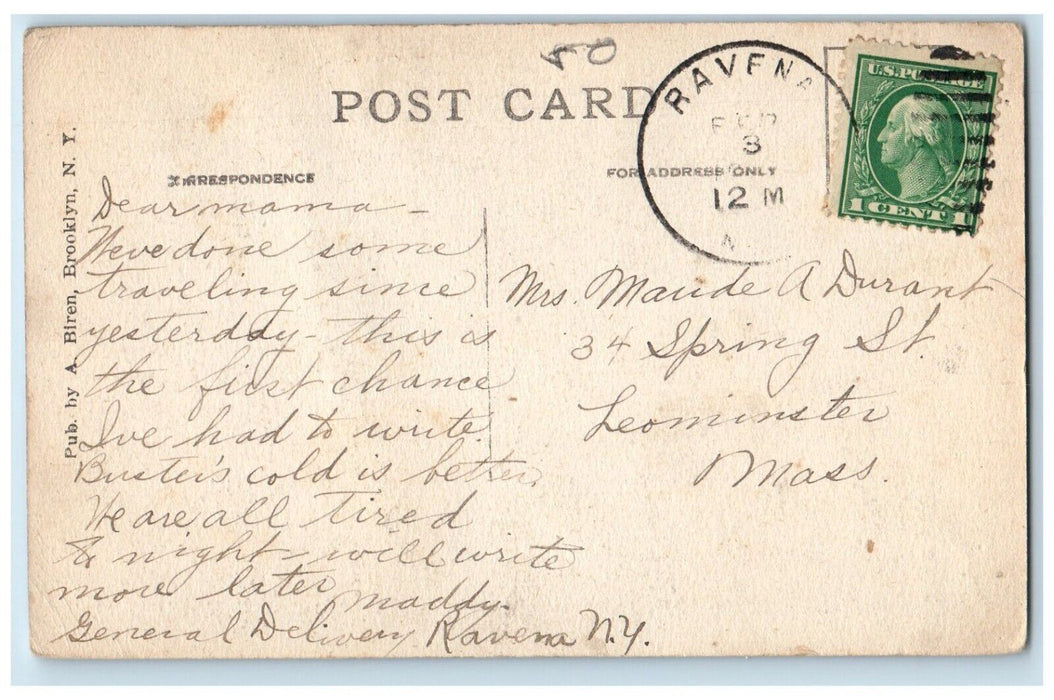c1910's High School Building Campus Ravena New York NY Posted Antique Postcard