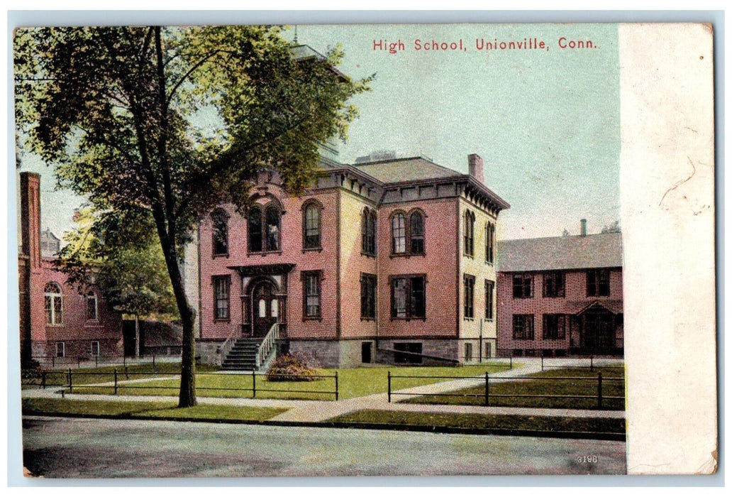 1910 High School Unionville Connecticut CT Posted Antique Chapin News Postcard