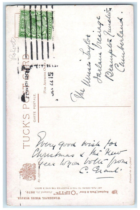 c1910 The Seasons Greetings Snow Skiing Winter Oilette Tuck Art Postcard