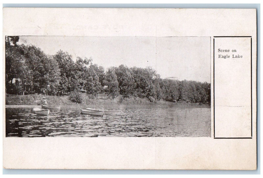 1910 Scene on Eagle Lake Kansasville Wisconsin WI Antique Posted Postcard