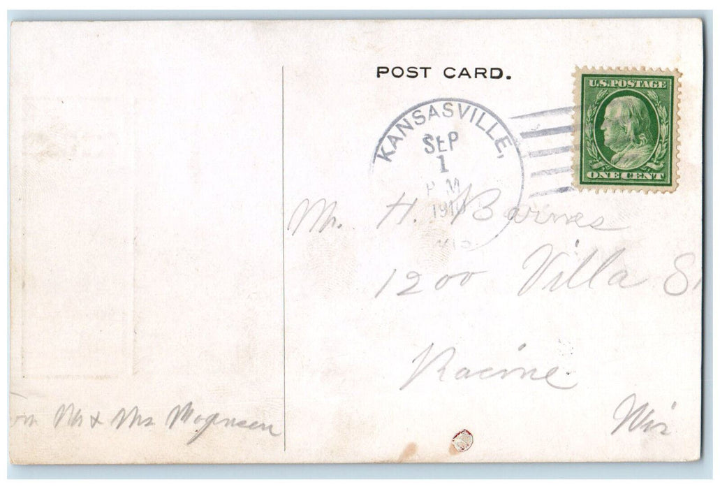 1910 Scene on Eagle Lake Kansasville Wisconsin WI Antique Posted Postcard