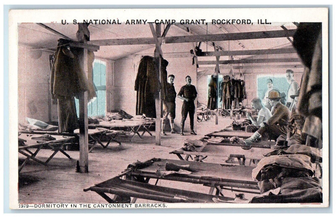 1918 Dormitory Catonment Barracks US National Army Camp Grant Illinois Postcard