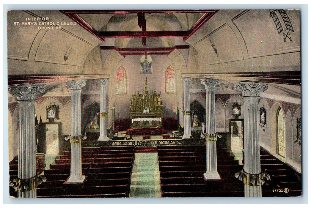 c1910's Interior St. Mary's Catholic Church Orono Maine ME Unposted Postcard
