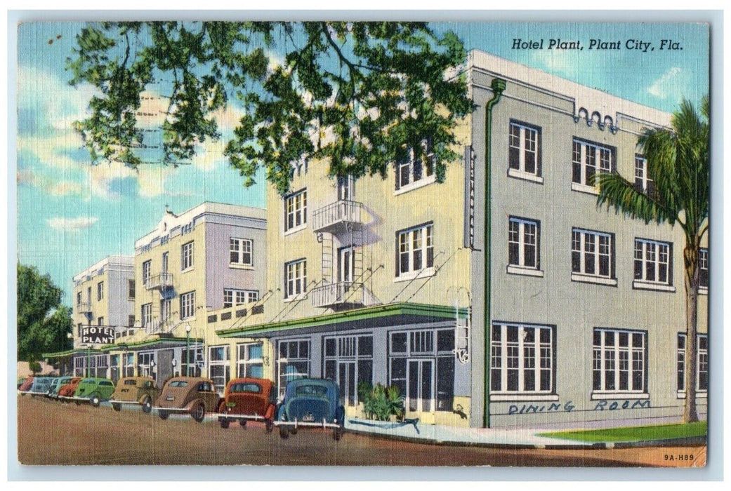 1939 Hotel Plant Exterior Building Classic Cars Plant City Florida FL Postcard