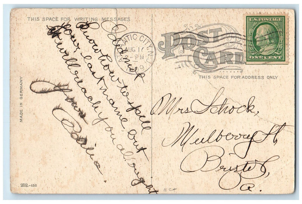 1909 Rolling Chairs Boardwalk Sea View Atlantic City New Jersey NJ Postcard