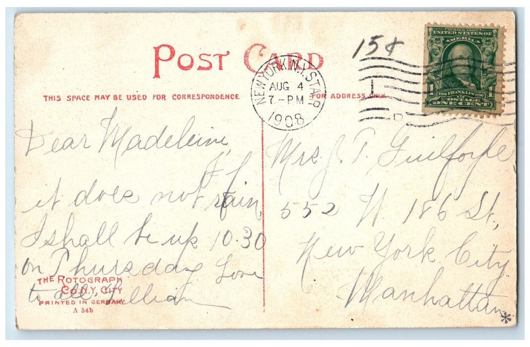 1908 Bronx River Boating Park Lake Tourist Docking Bronx New York NY Postcard