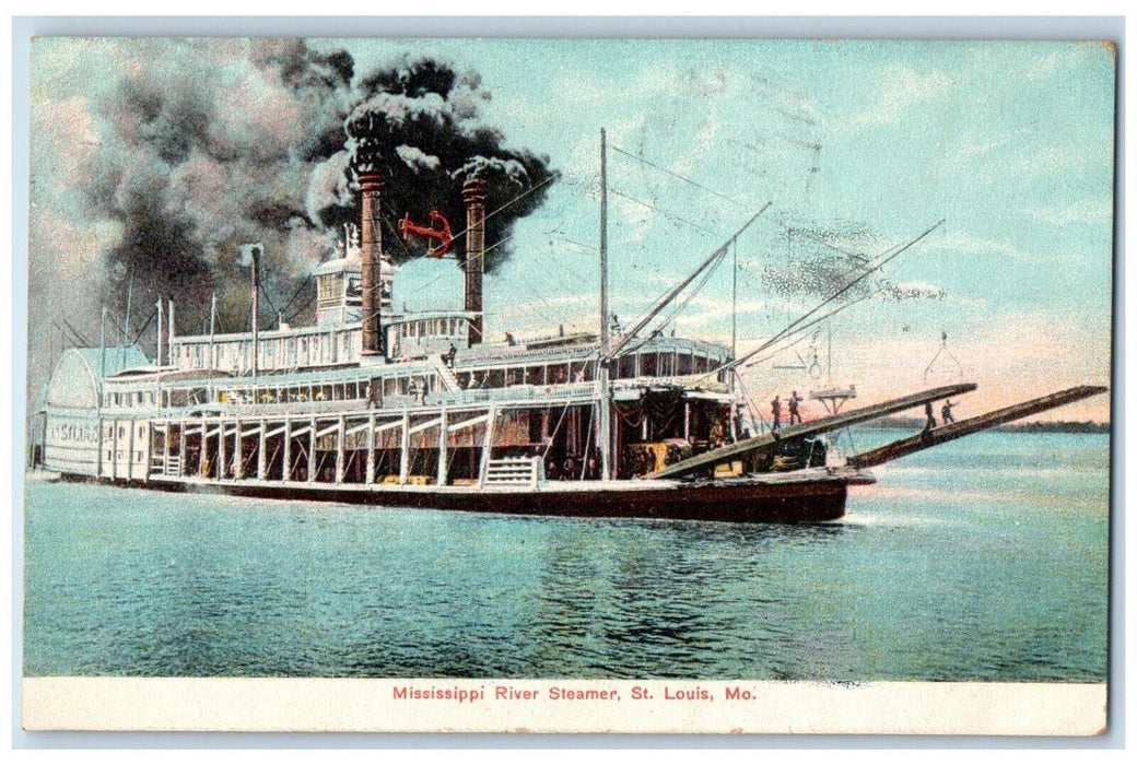 1908 Mississippi River Steamer Ship Anchor St. Louis Missouri MO Posted Postcard