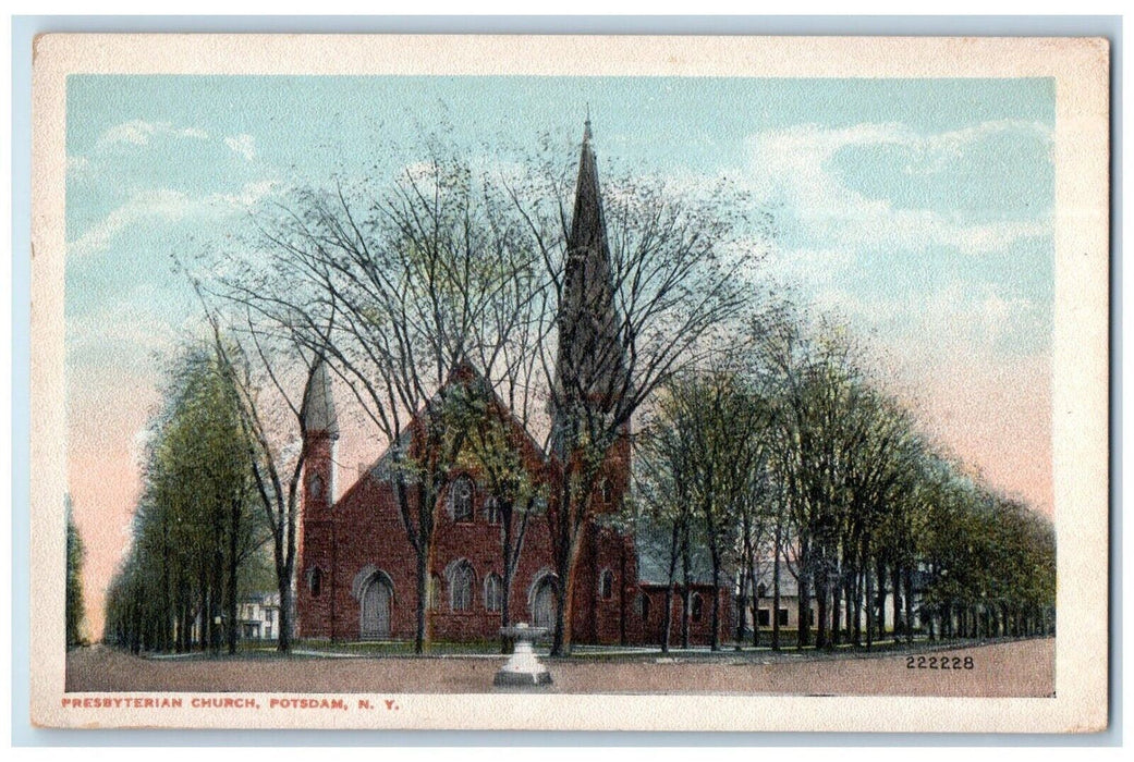 c1910's Presbyterian Church Scene Street Potsdam New York NY Antique Postcard
