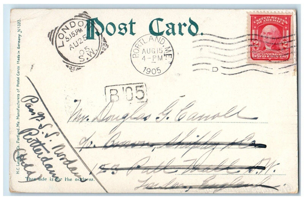 1905 Greetings From Portland Maine ME, Lake Deering Park Posted Antique Postcard