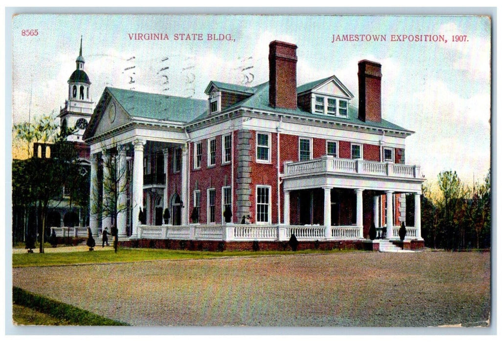 1907 Virginia State Bldg. Jamestown Exposition Norfolk VA Antique Postcard