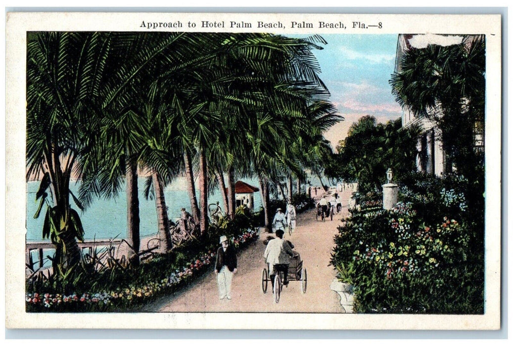 c1910 Approach Hotel Palm Beach Exterior Carriage Palm Beach Florida FL Postcard