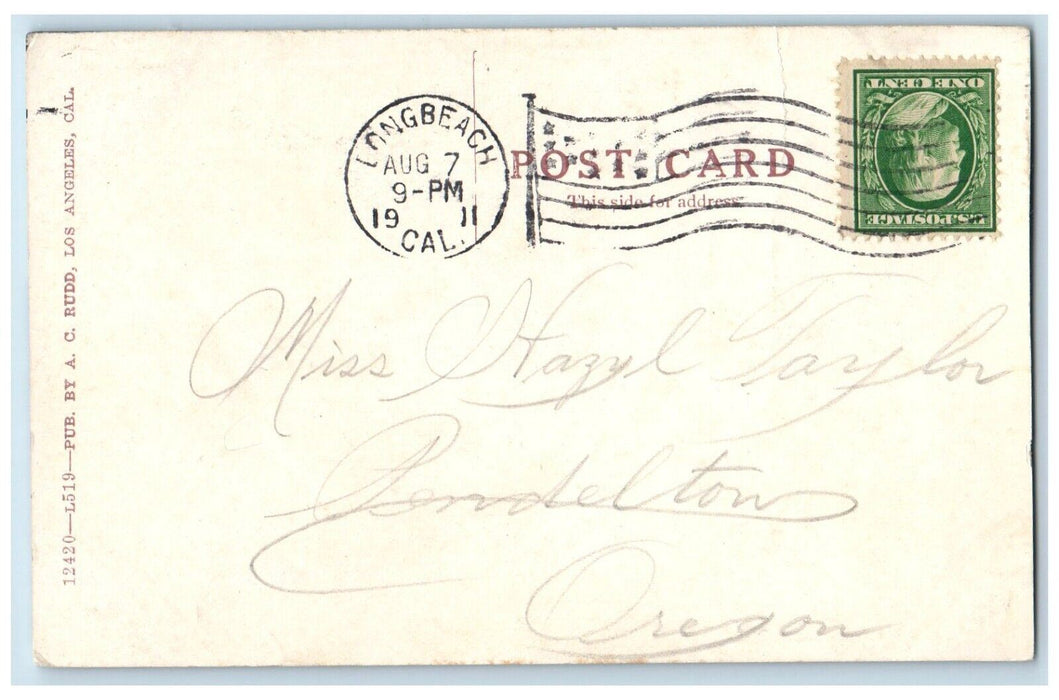 1911 American Avenue Railway Store Exterior Road Long Beach California Postcard