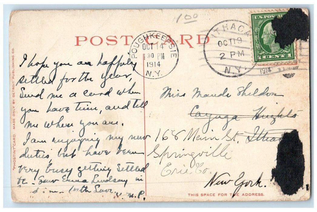 1914 The Chapel From Across The Lake Vassar College Potsdam New York NY Postcard