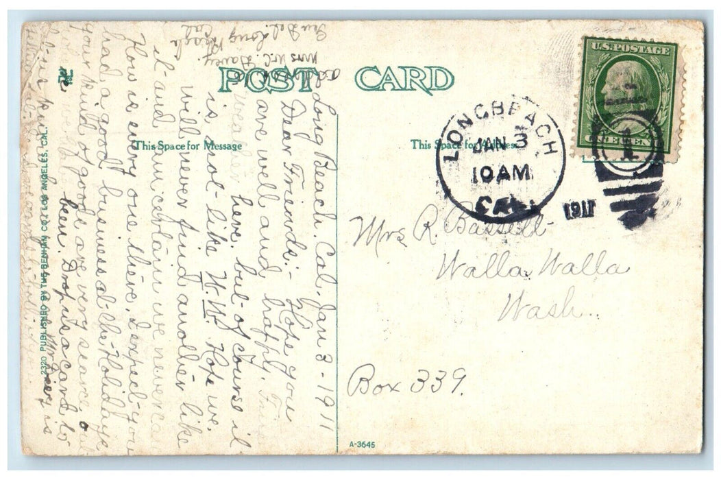 1911 Carnegie Public Library Exterior Building Long Beach California CA Postcard