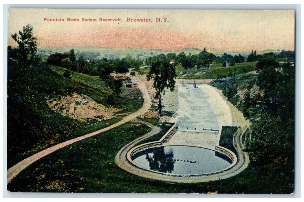 c1910 Fountain Basin Sodom Reservoir Park Road Garden Brewster New York Postcard