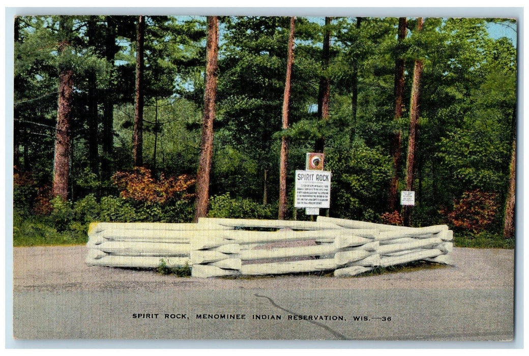 View Of Spirit Rock Menominee Indian Reservation Shawano Antigo WI Postcard