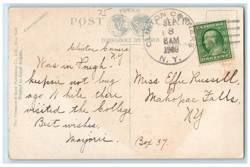 1909 North Hall Vassar College Building Poughkeepsie New York NY Posted Postcard