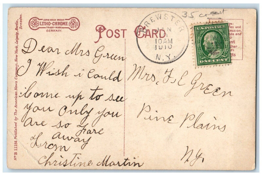 1910 St. Andrews Episcopal Church Chapel Exterior Brewster New York NY Postcard