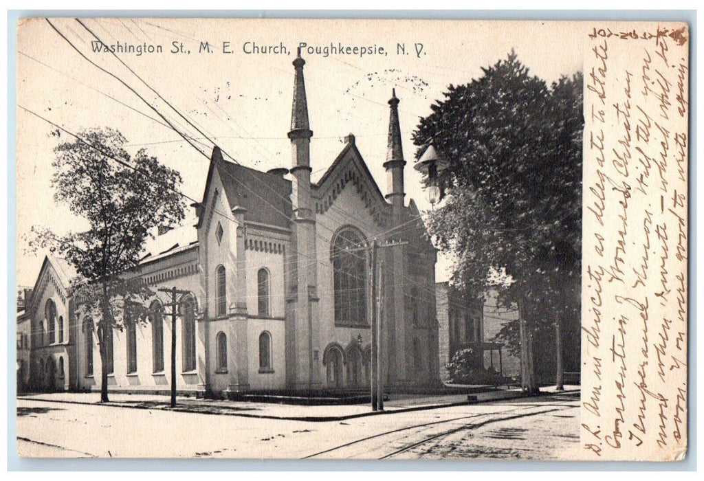 1908 Washington St. M .E. Church Poughkeepsie New York NY Antique Postcard
