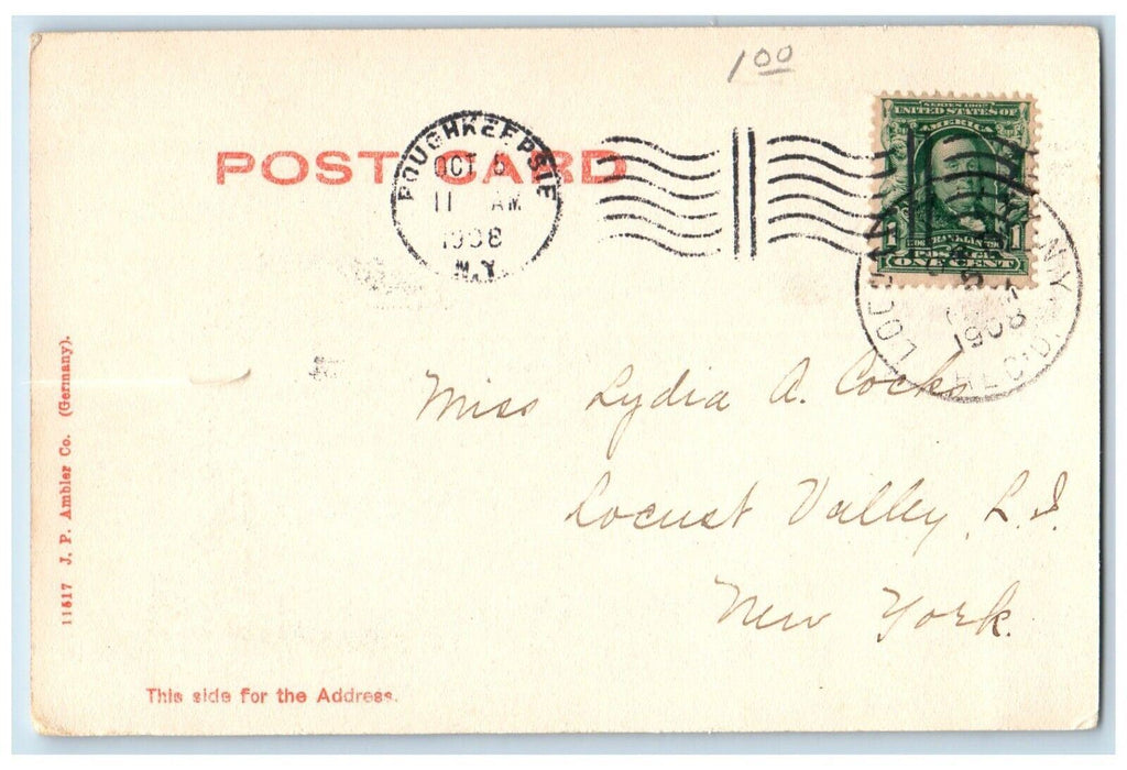 1908 Washington St. M .E. Church Poughkeepsie New York NY Antique Postcard