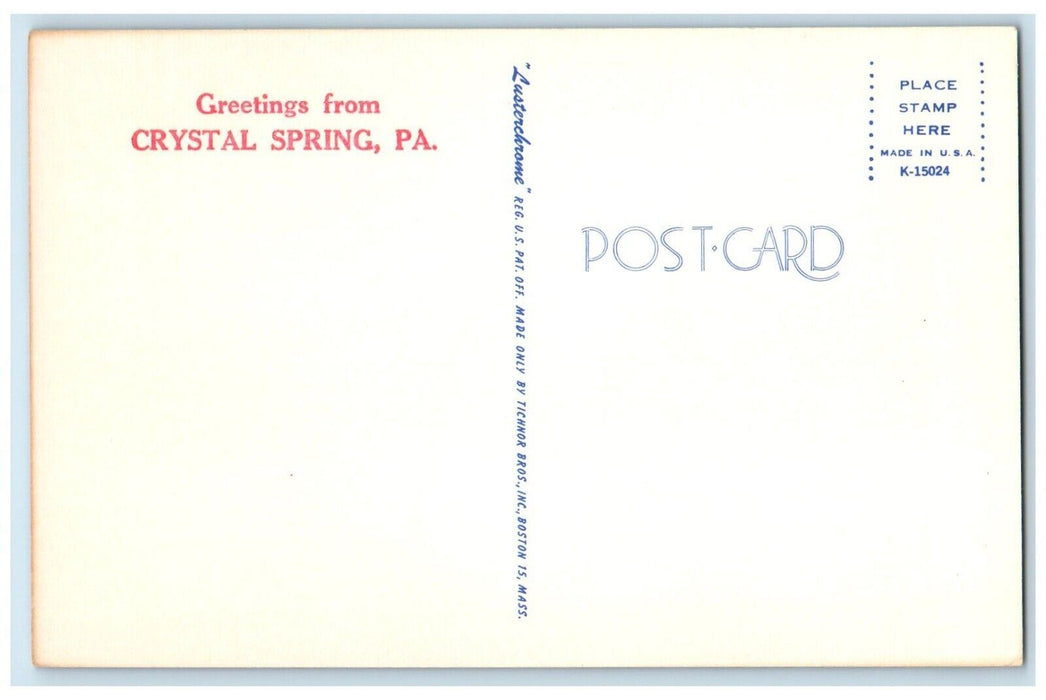 Greetings From Crystal Spring Pennsylvania PA, River View Vintage Postcard