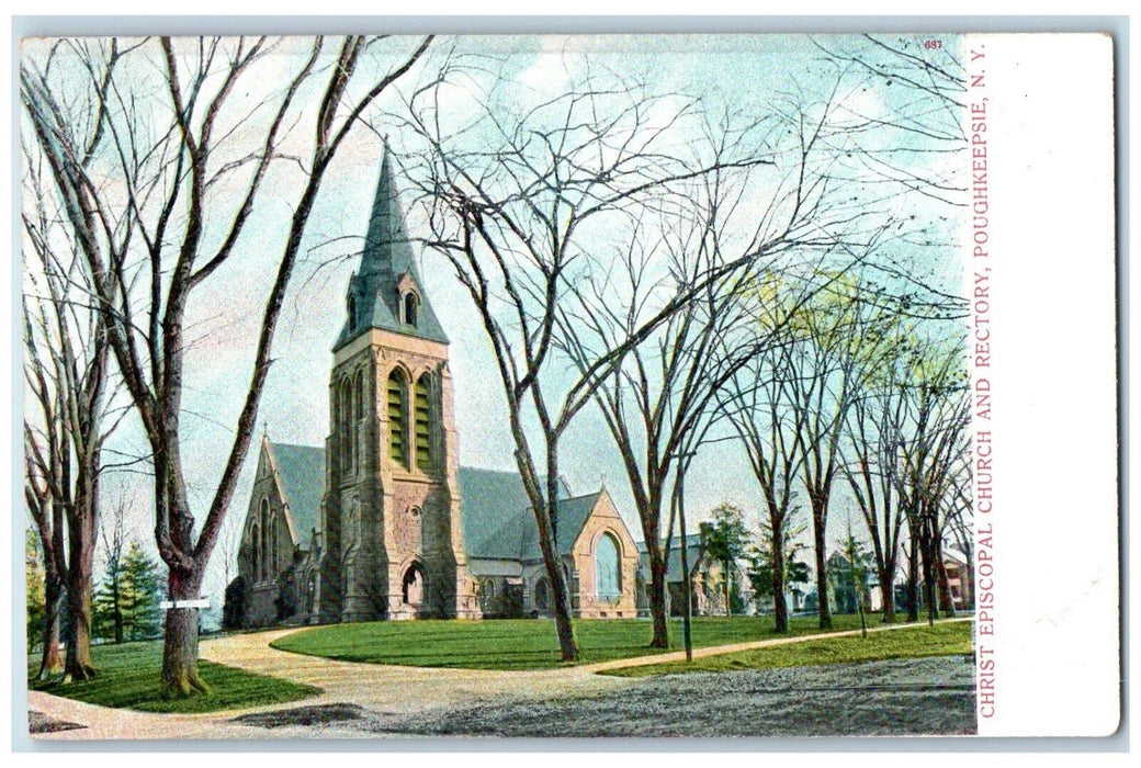 c1905 Christ Episcopal Church And Rectory Poughkeepsie New York NY Postcard