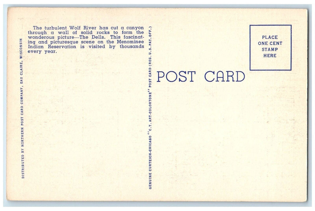 Dells Of The Wolf River Menominee Indian Reservation Wisconsin WI Postcard