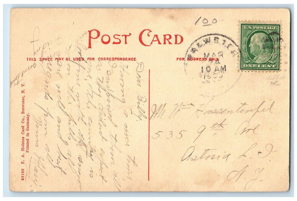 1909 View Well Here I am Enjoying Sights Cheer  Wish Brewster New York Postcard