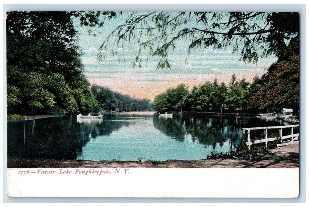 c1905 View Of Vassar Lake Boat Poughkeepsie New York NY Antique Postcard