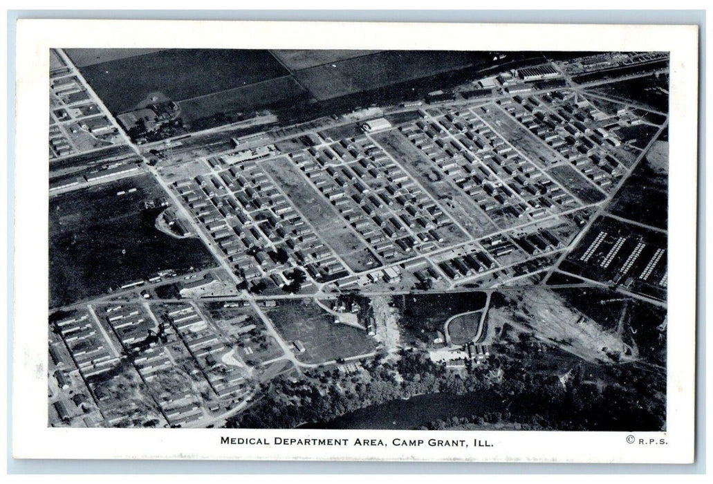 c1920 Aerial View Medical Department Area Camp Grant Illinois Vintage Postcard