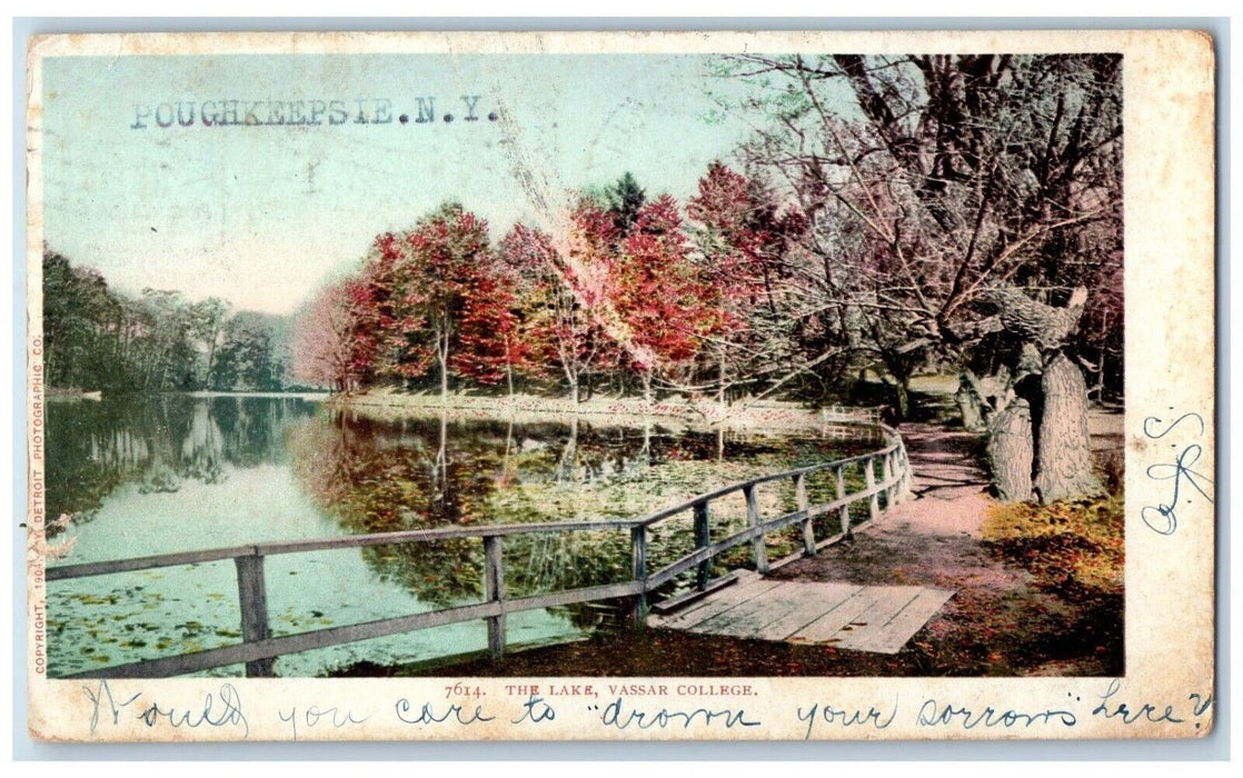 1905 The Lake Vassar College Poughkeepsie New York NY Posted Antique Postcard